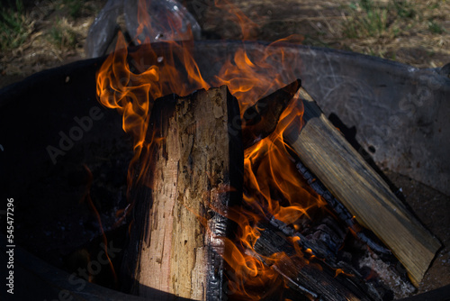 Fire in a campsite fire pit