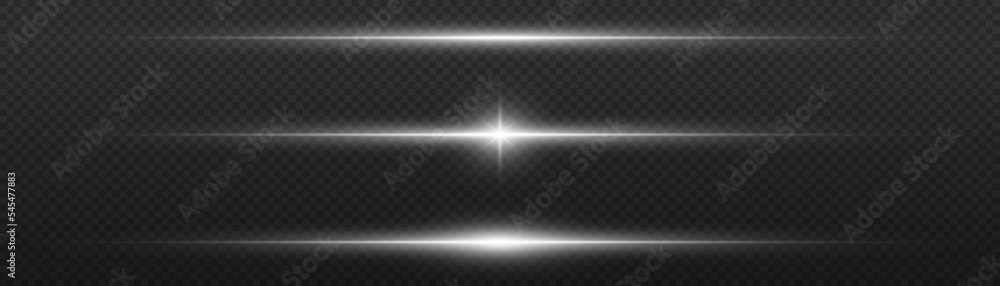 Set horizontal solar lines. Glowing stripes on a dark background. Light illustration. Set horizontal solar lines. Glowing stripes on a dark background. Light illustration.