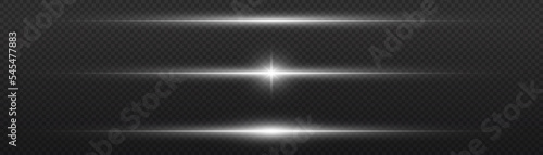 Set horizontal solar lines. Glowing stripes on a dark background. Light illustration.
