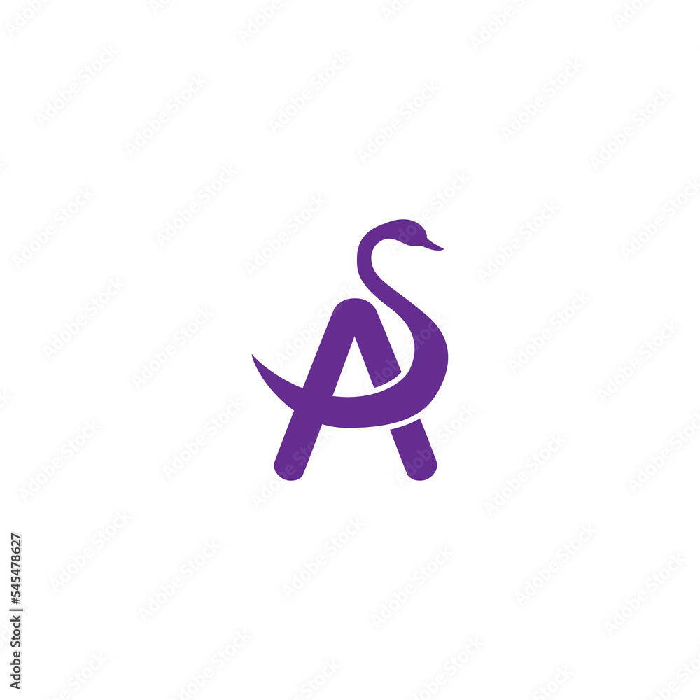 vector illustration of letter A and swan for icon, symbol or logo. letter A flat logo vector illustration of letter A and swan for icon, symbol or logo. letter A flat logo