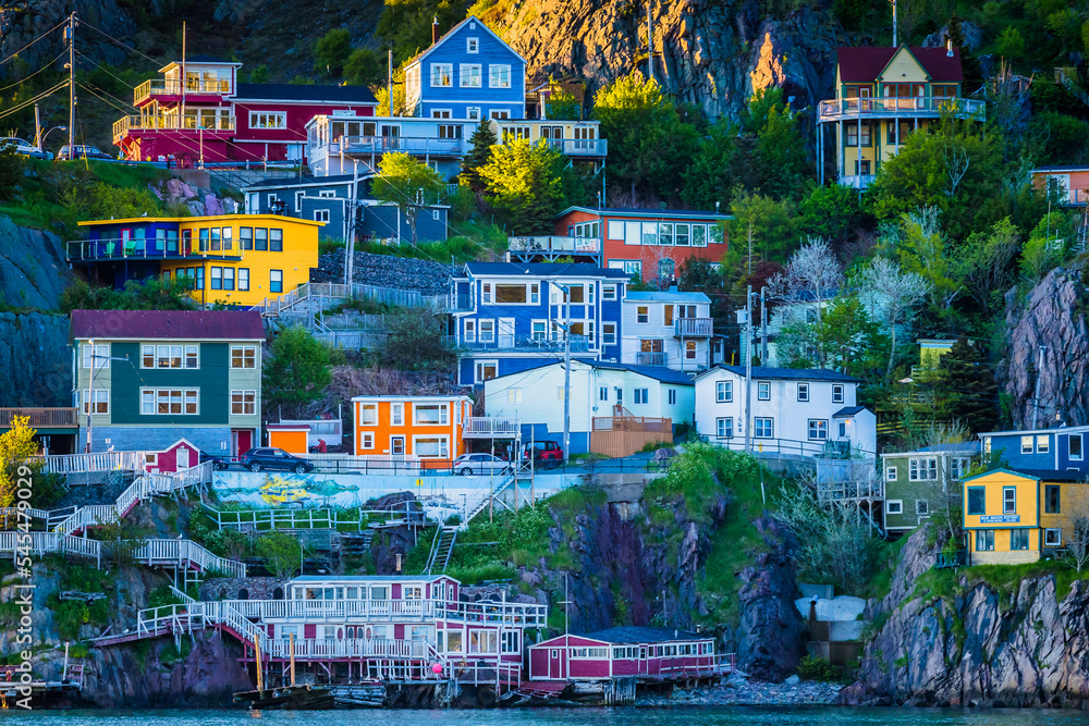 Colorful houses at downtown Saint John Newfoundland Canada	