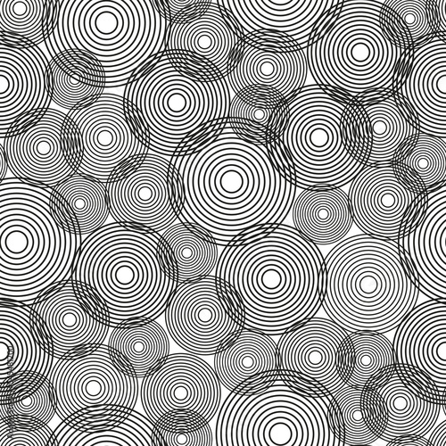 Black and white circles, seamless vector vintage pattern