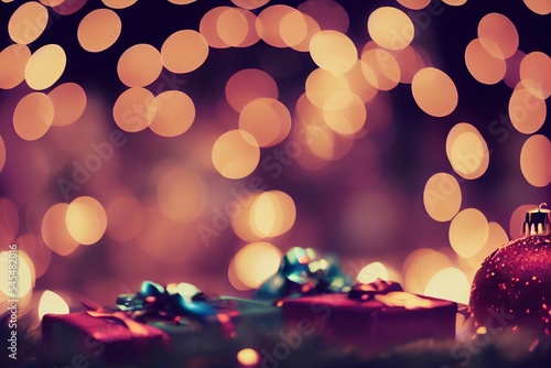 Wallpaper Mural Christmas Background Graphic with Colorful Bokeh Lights and Presents Torontodigital.ca