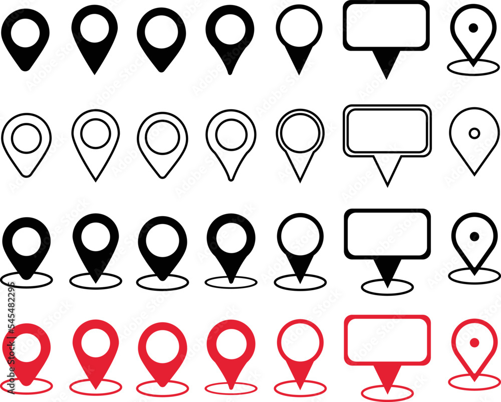 Big Set Location icon. Map pin sign. location pin place marker. Group