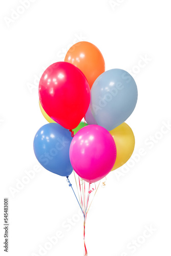 festive different colors balloons with colorful ribbons 