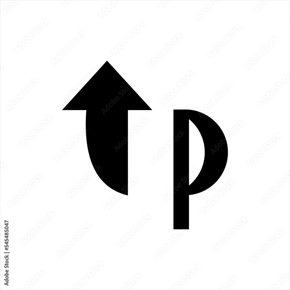UP vector logo design with arrow and letter P. UP vector logo design with arrow and letter P.