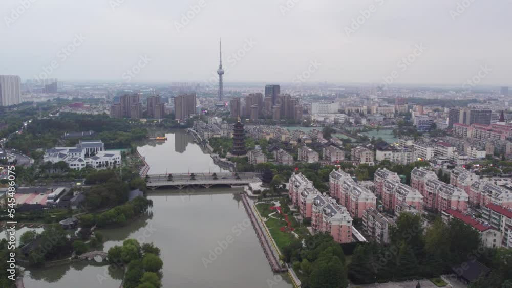 Aerial photography of Taizhou city landscape Aerial photography of Taizhou city landscape