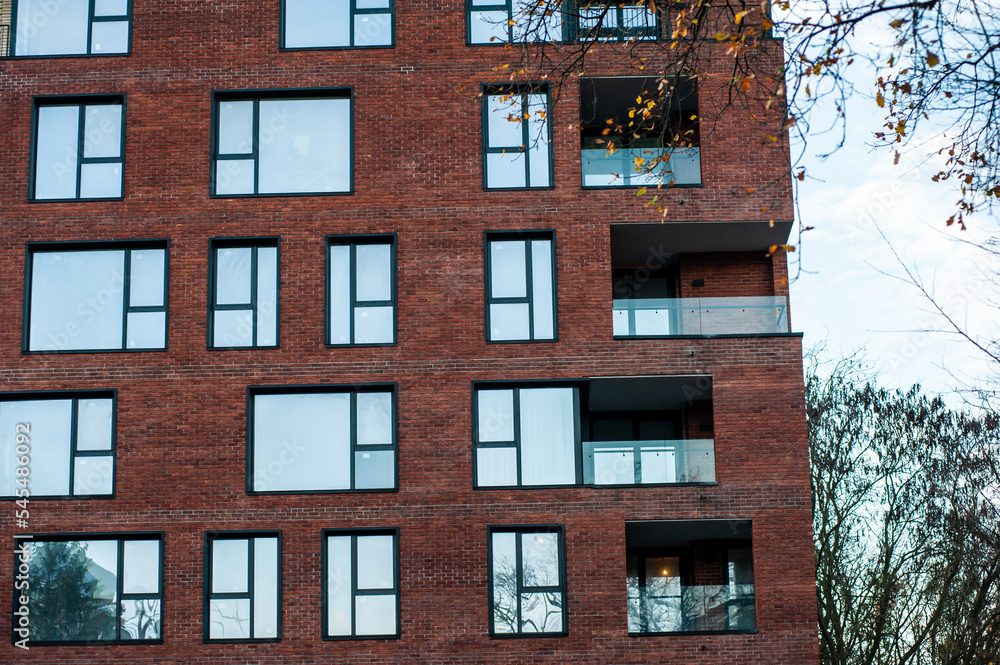 Fototapeta premium Modern urban building with modern facade decoration 