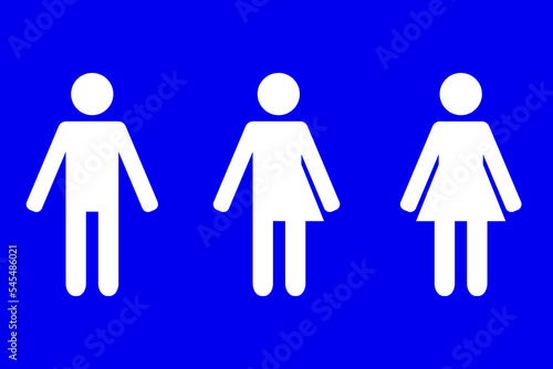 Gender equality and diversity concept. Vector flat illustration set. White silhouettes on a blue background.