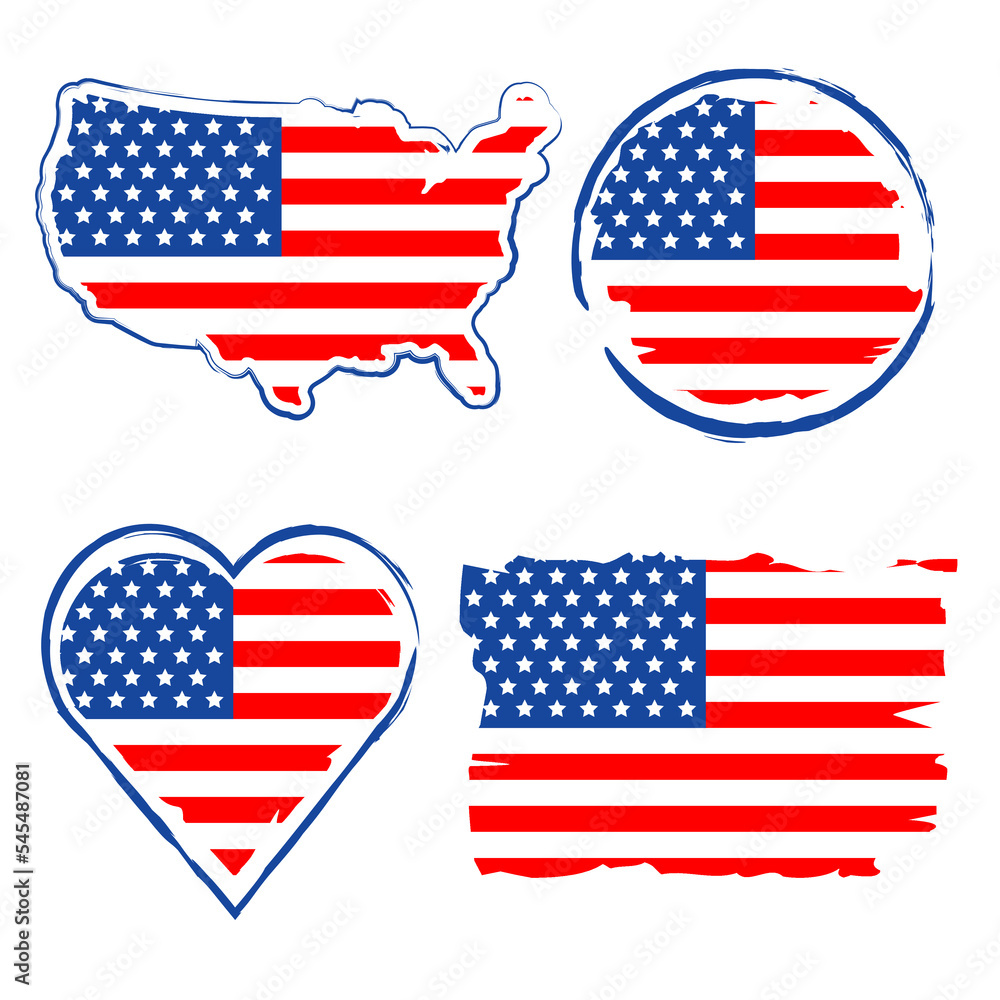 United states of america map and flag print circle heart United states of america map and flag print circle heart
