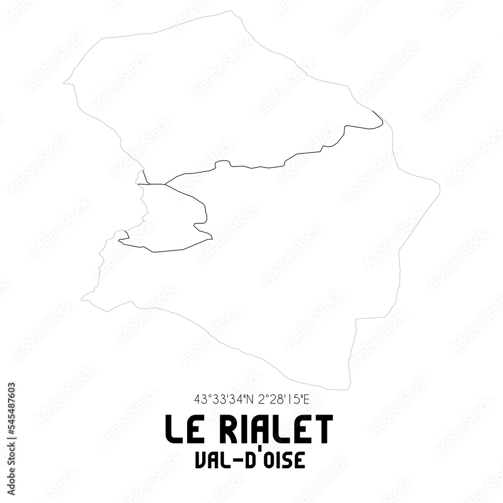 LE RIALET Val-d'Oise. Minimalistic street map with black and white lines.