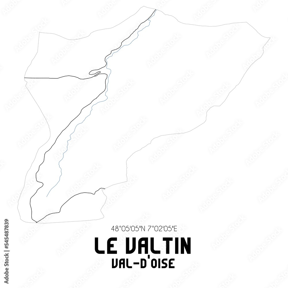 LE VALTIN Val-d'Oise. Minimalistic street map with black and white lines.