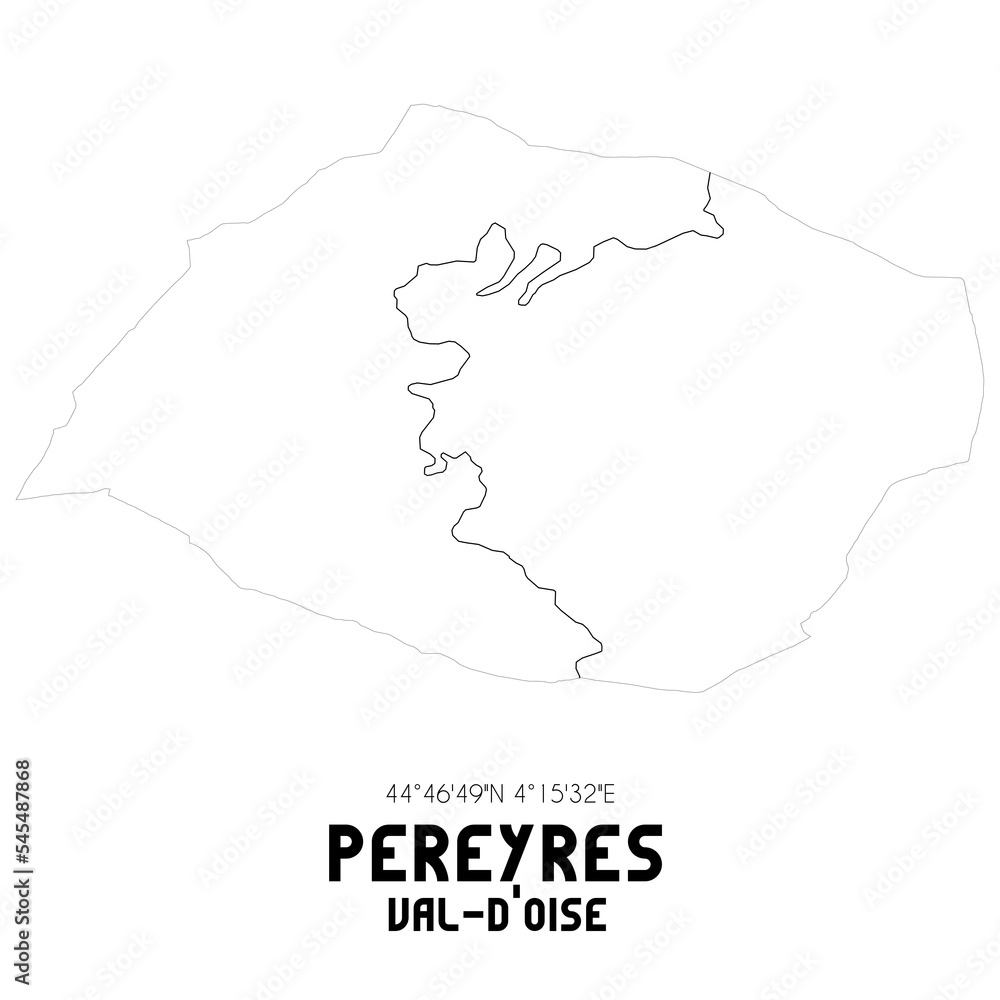 PEREYRES Val-d'Oise. Minimalistic street map with black and white lines.