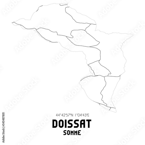 DOISSAT Somme. Minimalistic street map with black and white lines.