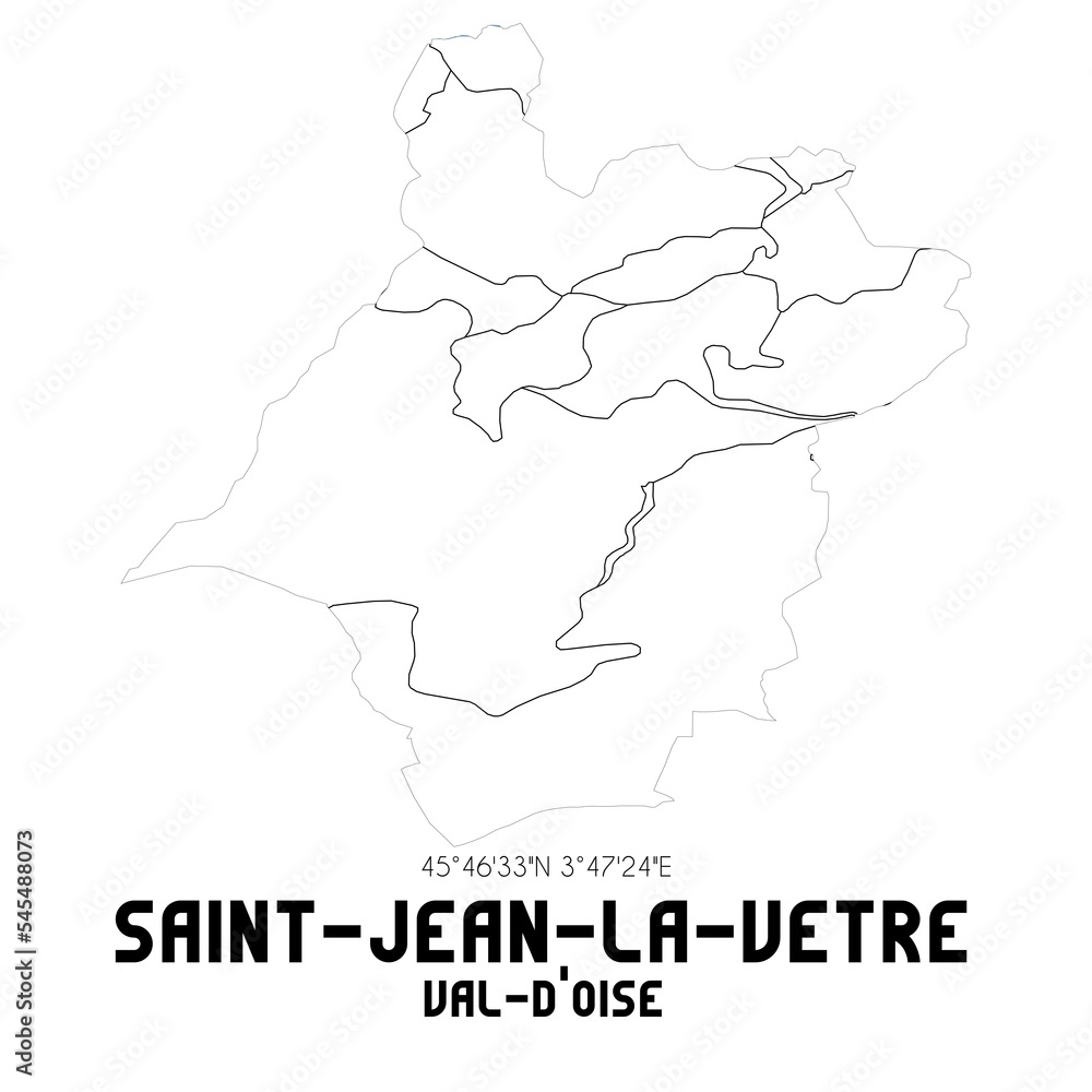 SAINT-JEAN-LA-VETRE Val-d'Oise. Minimalistic street map with black and white lines.