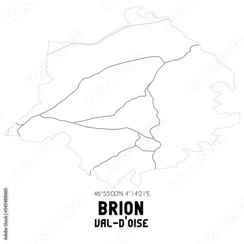 BRION Val-d Oise. Minimalistic street map with black and white lines.