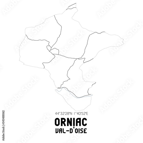 ORNIAC Val-d'Oise. Minimalistic street map with black and white lines.