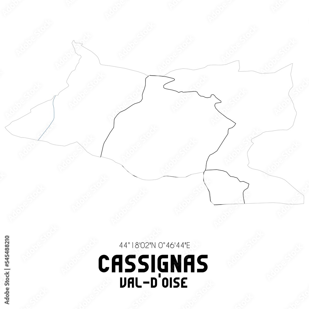 CASSIGNAS Val-d'Oise. Minimalistic street map with black and white lines. CASSIGNAS Val-d'Oise. Minimalistic street map with black and white lines.