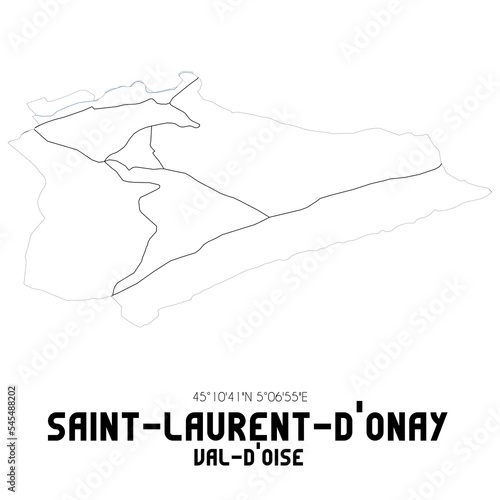 SAINT-LAURENT-D ONAY Val-d Oise. Minimalistic street map with black and white lines.