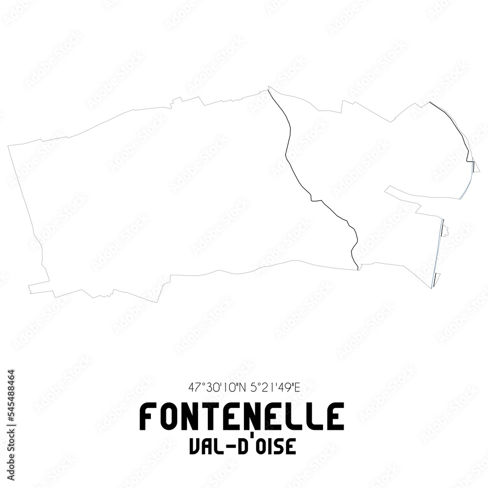FONTENELLE Val-d'Oise. Minimalistic street map with black and white lines.
