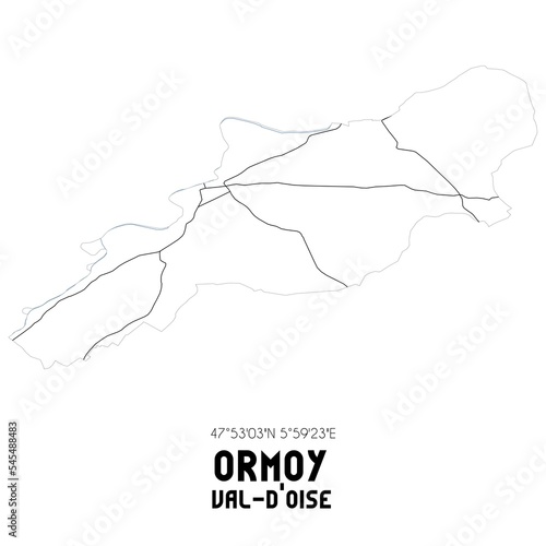 ORMOY Val-d'Oise. Minimalistic street map with black and white lines.