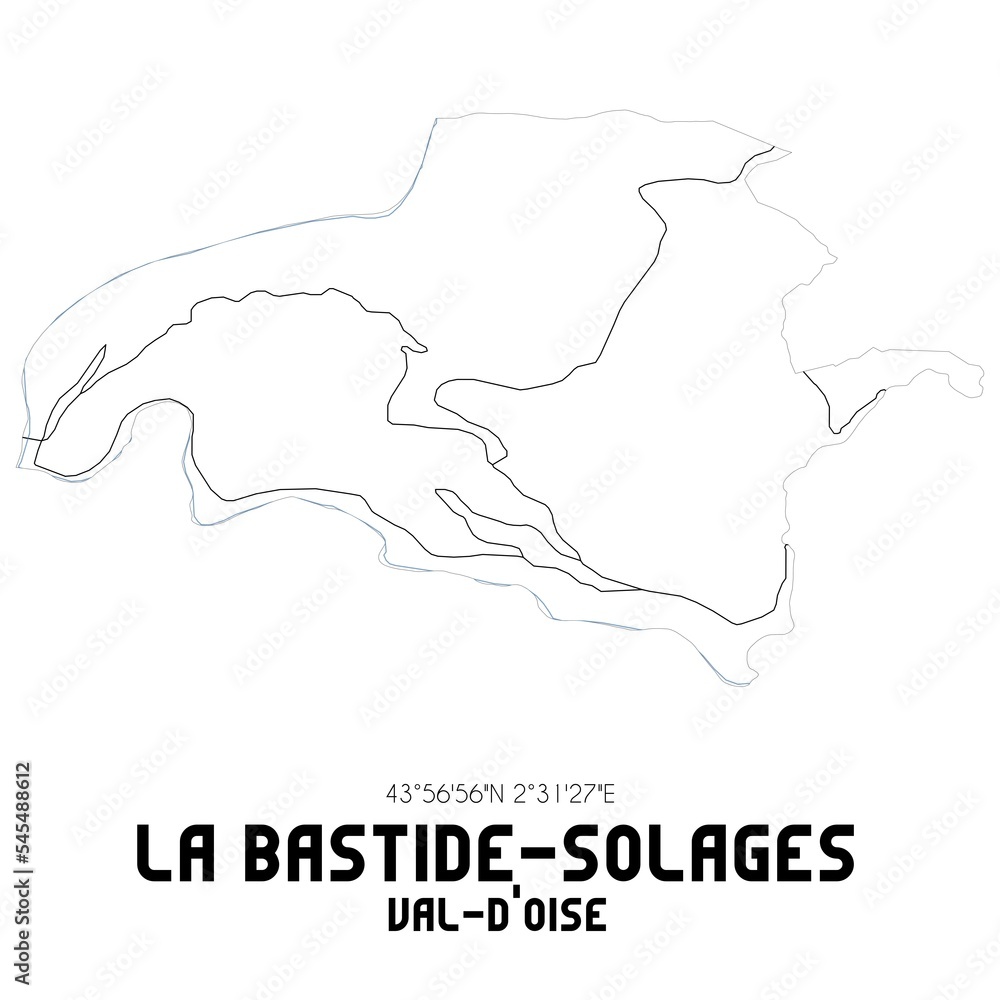 LA BASTIDE-SOLAGES Val-d'Oise. Minimalistic street map with black and white lines.