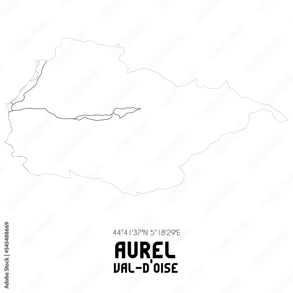 AUREL Val-d'Oise. Minimalistic street map with black and white lines.