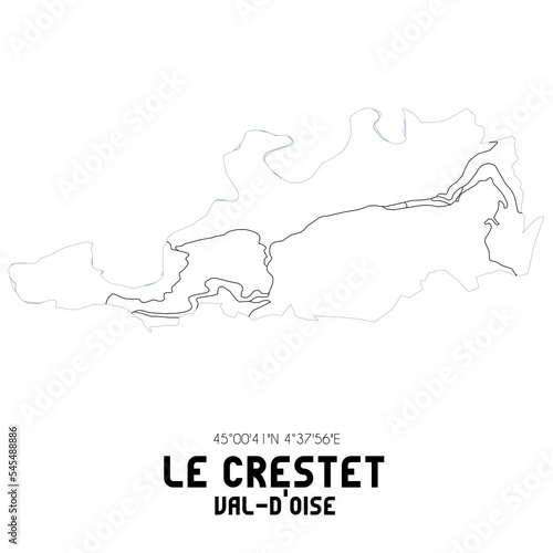 LE CRESTET Val-d Oise. Minimalistic street map with black and white lines.