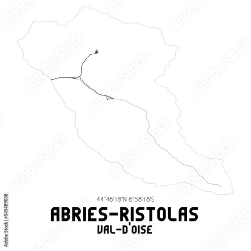 ABRIES-RISTOLAS Val-d Oise. Minimalistic street map with black and white lines.