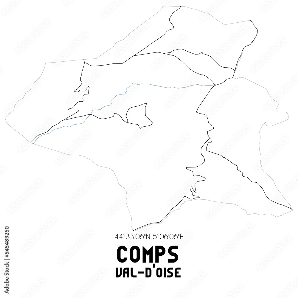 COMPS Val-d'Oise. Minimalistic street map with black and white lines.