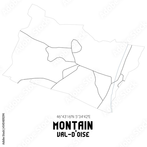 MONTAIN Val-d'Oise. Minimalistic street map with black and white lines.