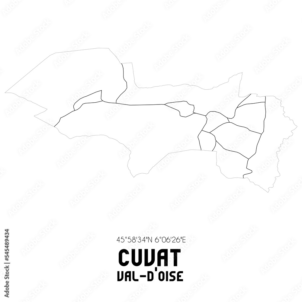 CUVAT Val-d'Oise. Minimalistic street map with black and white lines.