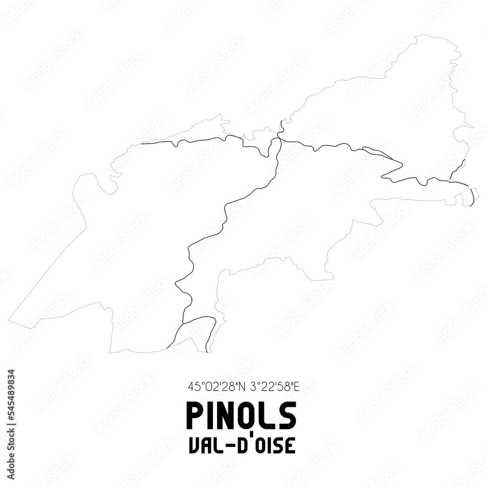 PINOLS Val-d'Oise. Minimalistic street map with black and white lines. PINOLS Val-d'Oise. Minimalistic street map with black and white lines.