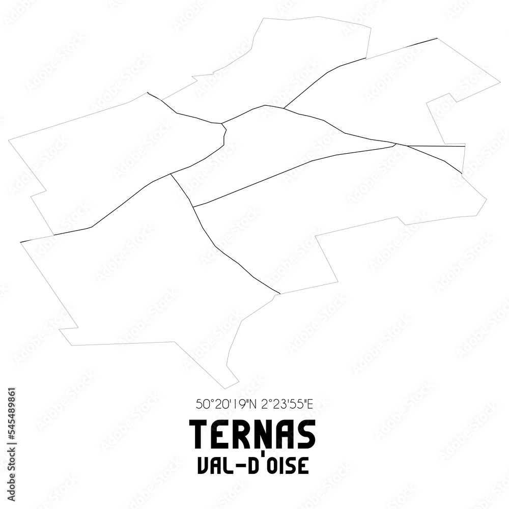 TERNAS Val-d'Oise. Minimalistic street map with black and white lines.