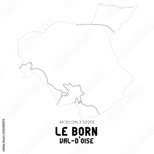 LE BORN Val-d Oise. Minimalistic street map with black and white lines.