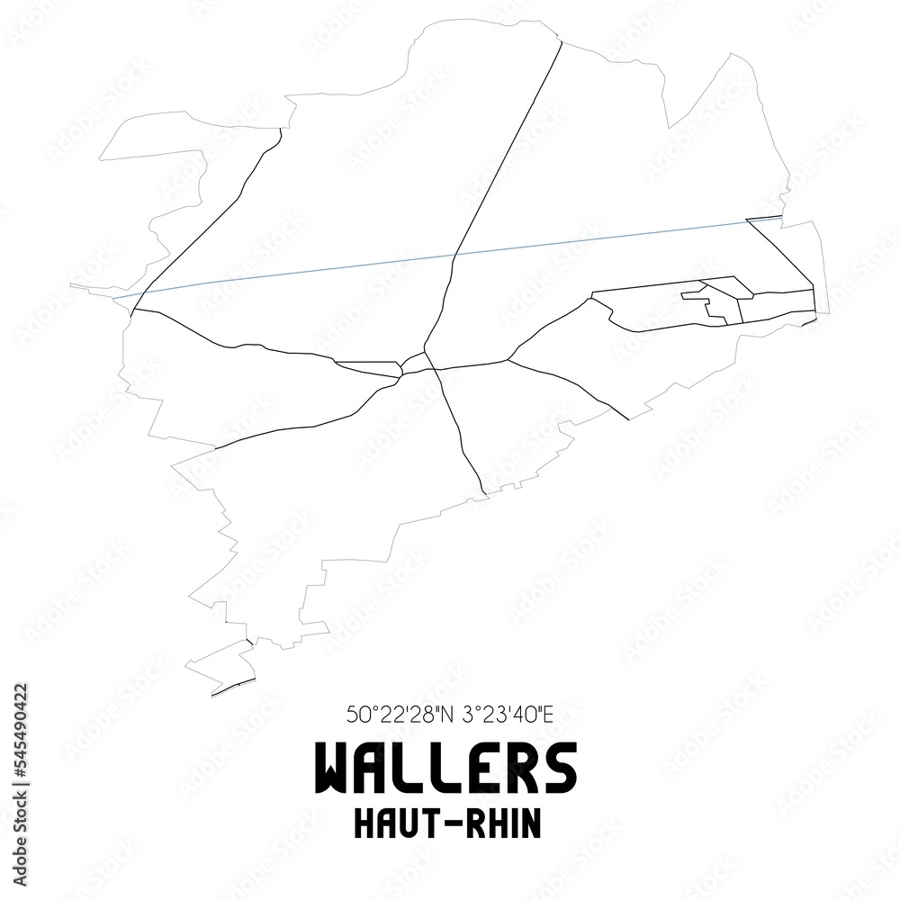 WALLERS Haut-Rhin. Minimalistic street map with black and white lines. WALLERS Haut-Rhin. Minimalistic street map with black and white lines.