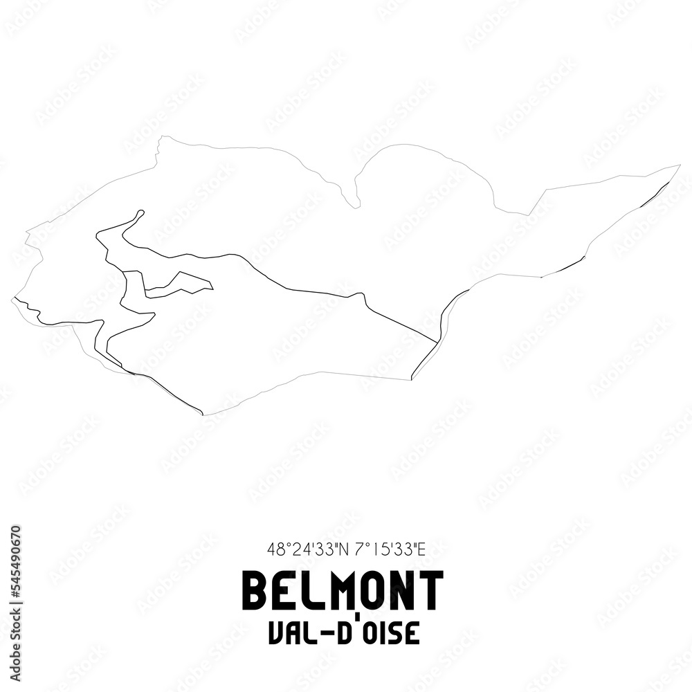 BELMONT Val-d'Oise. Minimalistic street map with black and white lines. BELMONT Val-d'Oise. Minimalistic street map with black and white lines.