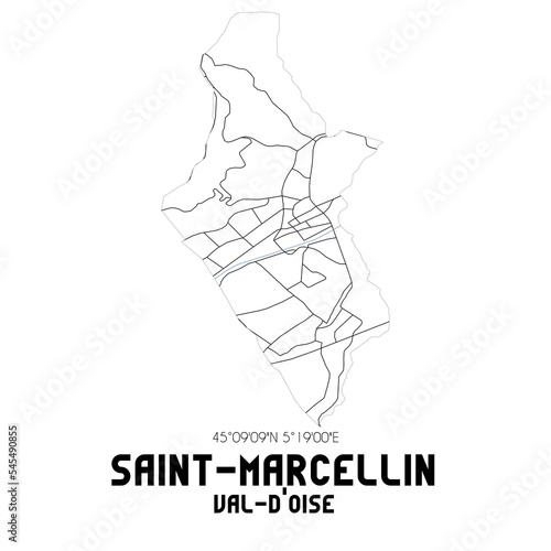 SAINT-MARCELLIN Val-d Oise. Minimalistic street map with black and white lines.