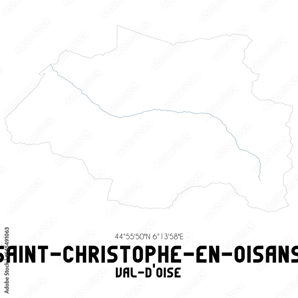 SAINT-CHRISTOPHE-EN-OISANS Val-d'Oise. Minimalistic street map with black and white lines.