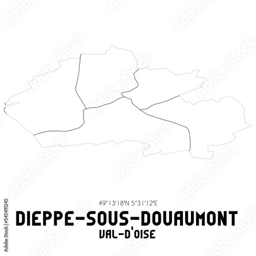 DIEPPE-SOUS-DOUAUMONT Val-d'Oise. Minimalistic street map with black and white lines.