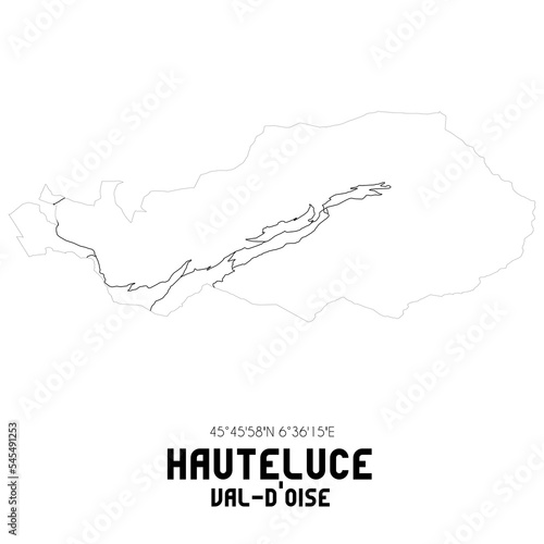 HAUTELUCE Val-d'Oise. Minimalistic street map with black and white lines.