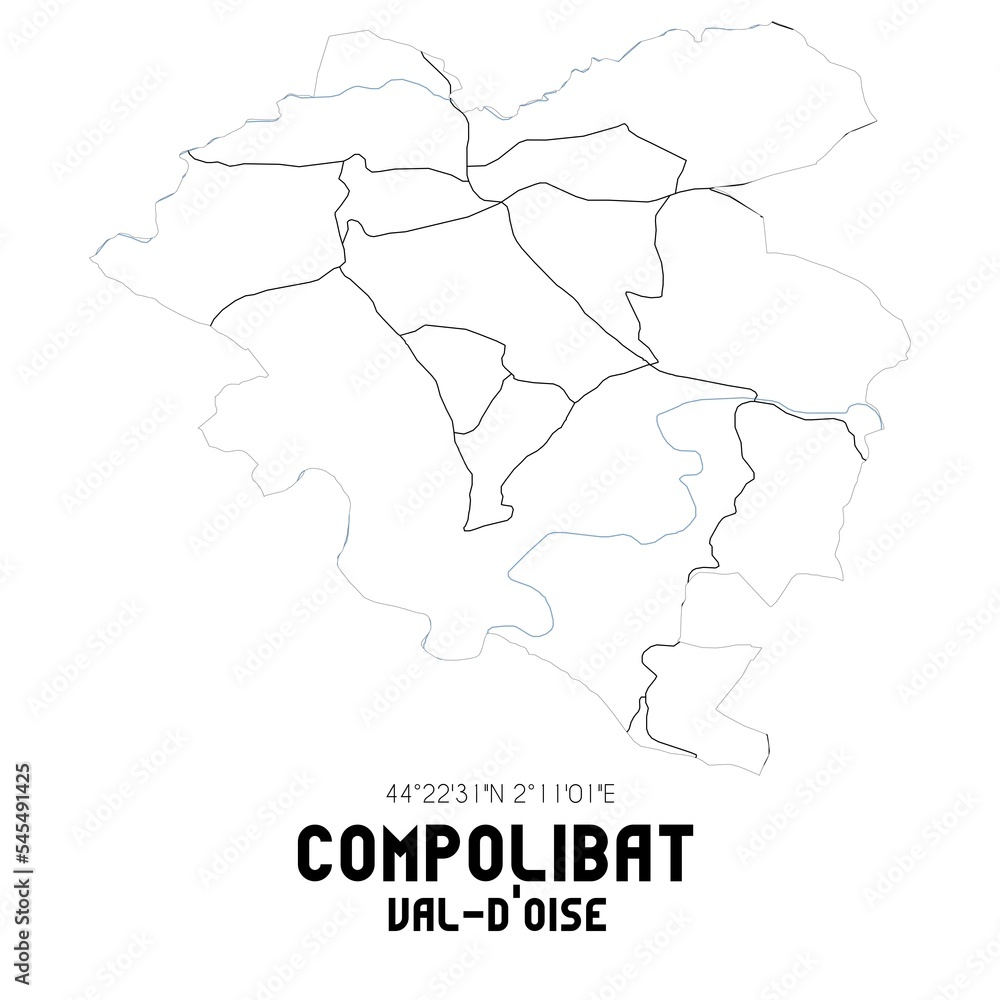 COMPOLIBAT Val-d'Oise. Minimalistic street map with black and white lines.