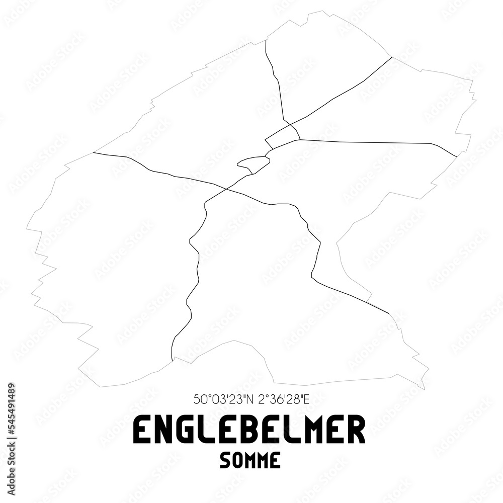 ENGLEBELMER Somme. Minimalistic street map with black and white lines.