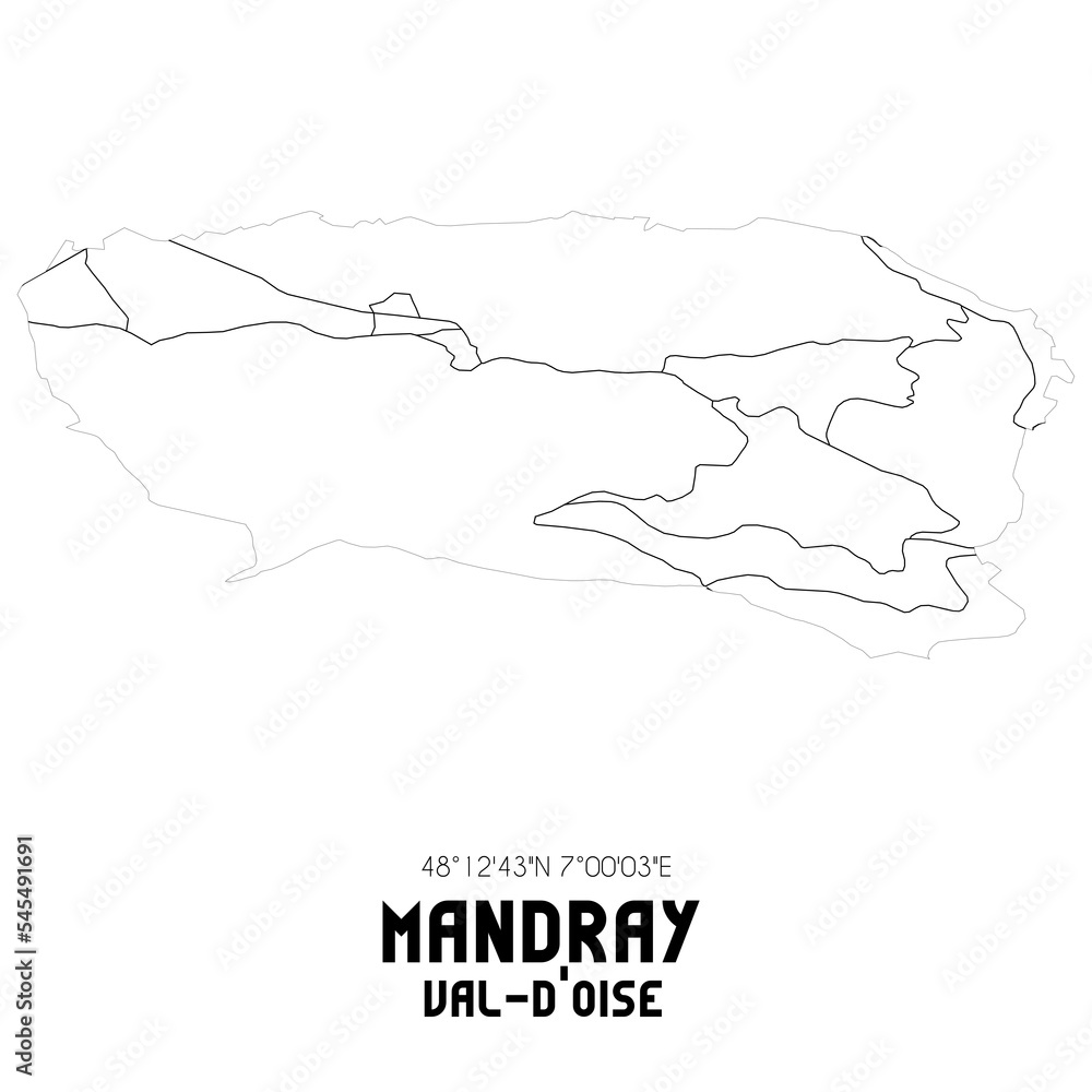 Fototapeta premium MANDRAY Val-d'Oise. Minimalistic street map with black and white lines.