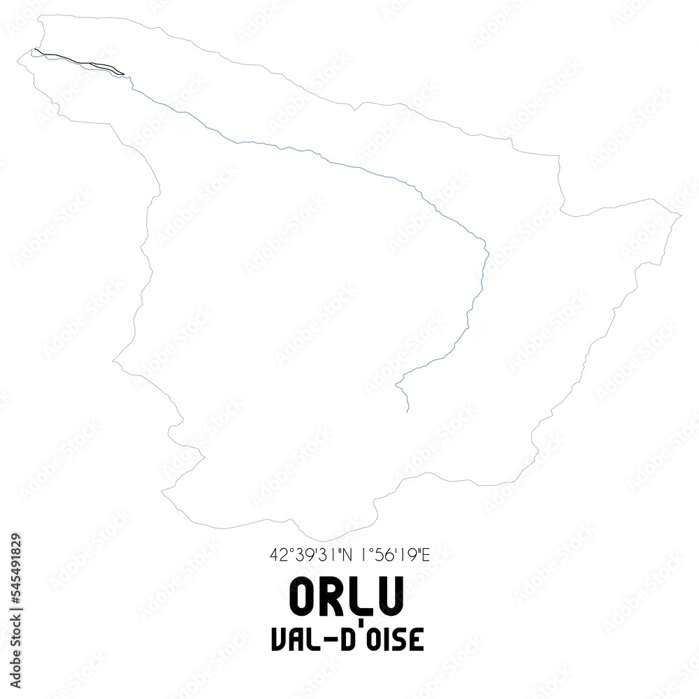 ORLU Val-d'Oise. Minimalistic street map with black and white lines.