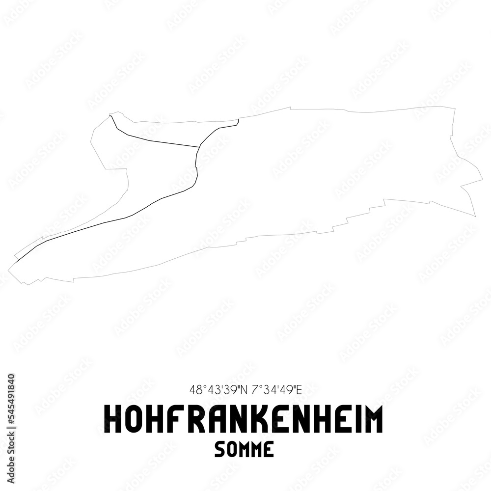 HOHFRANKENHEIM Somme. Minimalistic street map with black and white lines. HOHFRANKENHEIM Somme. Minimalistic street map with black and white lines.