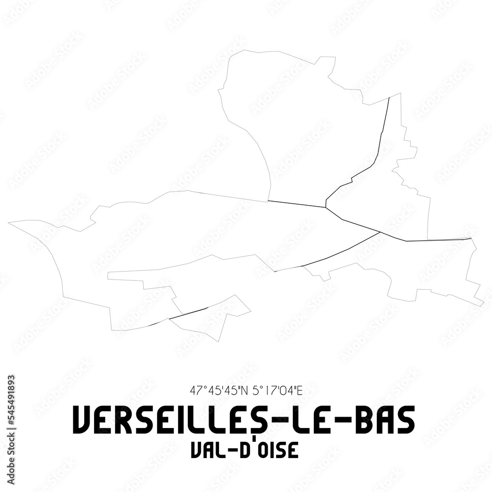 VERSEILLES-LE-BAS Val-d'Oise. Minimalistic street map with black and white lines.