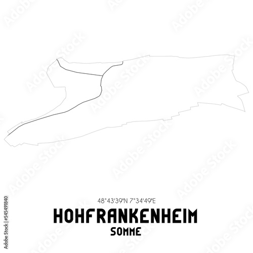HOHFRANKENHEIM Somme. Minimalistic street map with black and white lines.