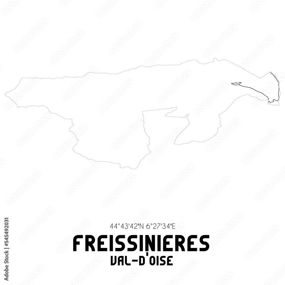 FREISSINIERES Val-d'Oise. Minimalistic street map with black and white lines.