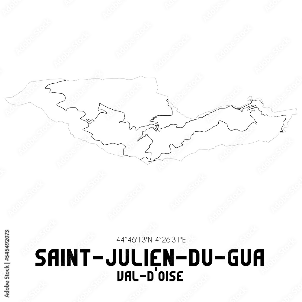 SAINT-JULIEN-DU-GUA Val-d'Oise. Minimalistic street map with black and white lines.